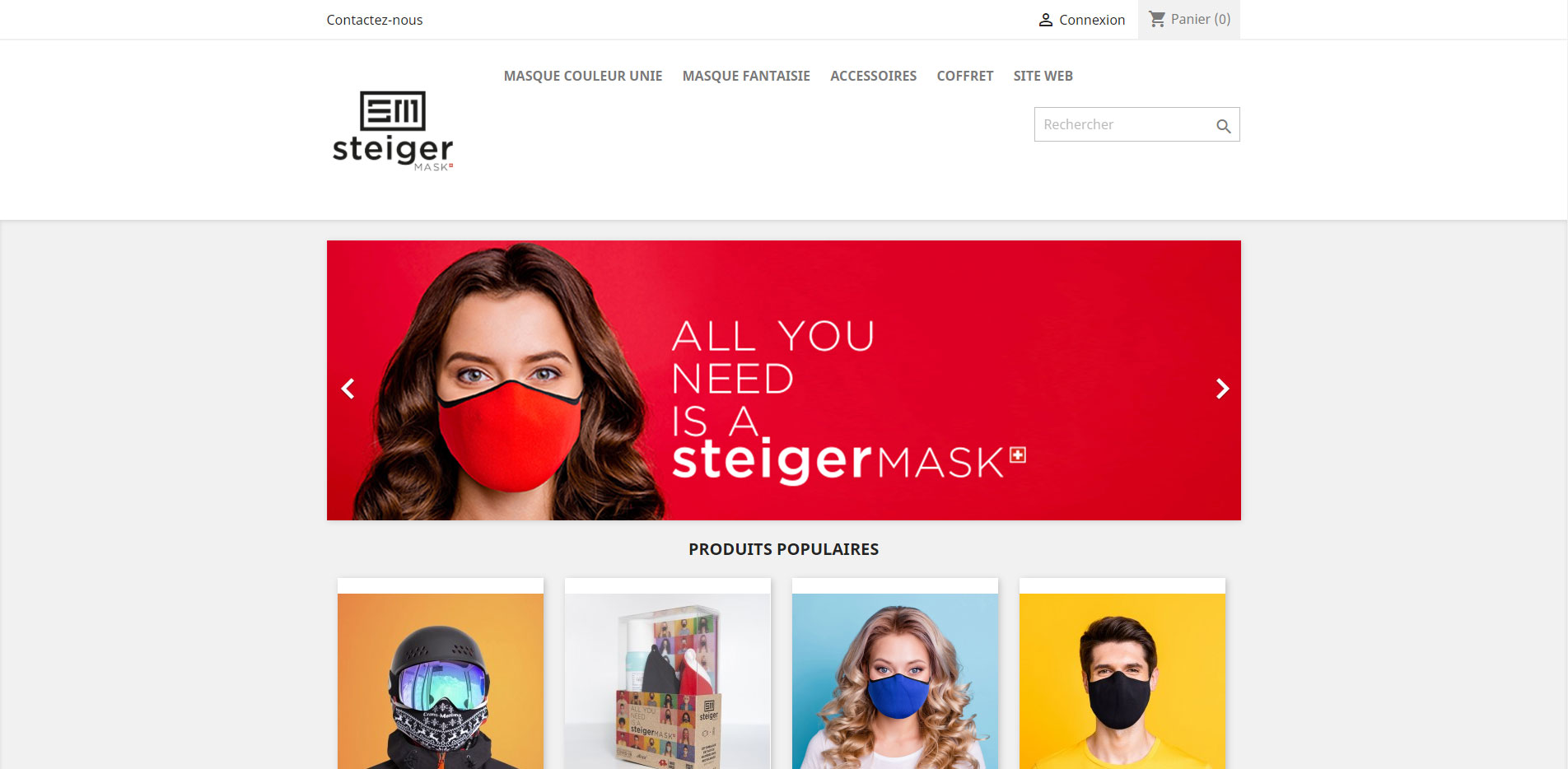 Steiger Mask Shop homepage