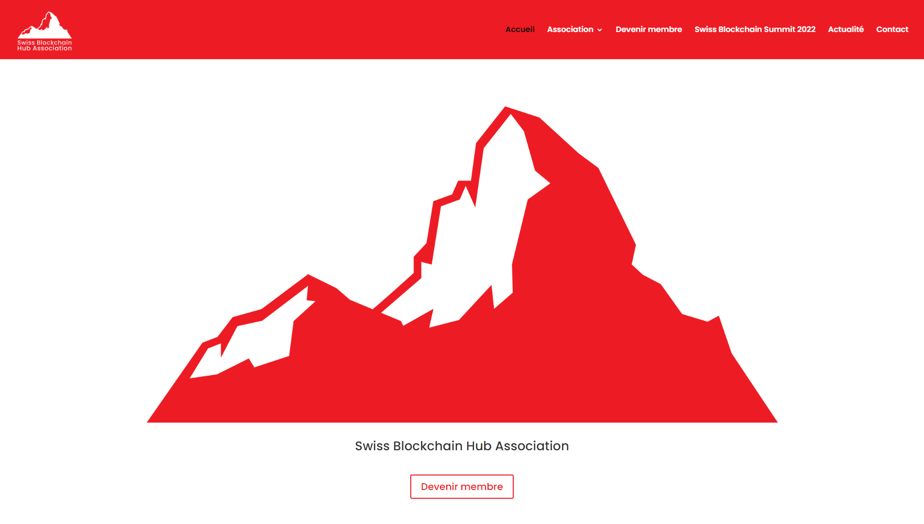 homepage site web Swiss Blockchain Hub Association