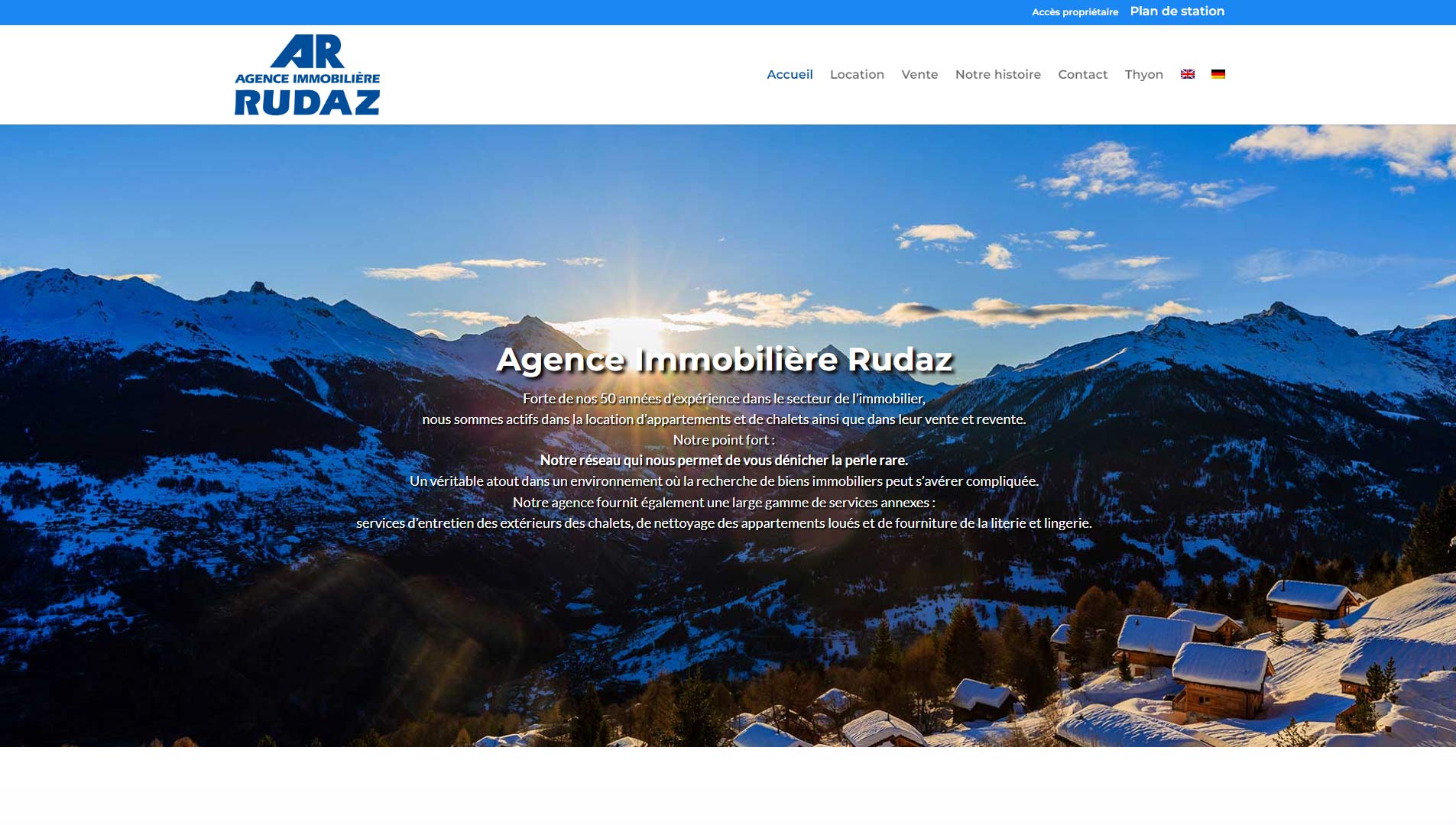 homepage Agence Immobilière Rudaz
