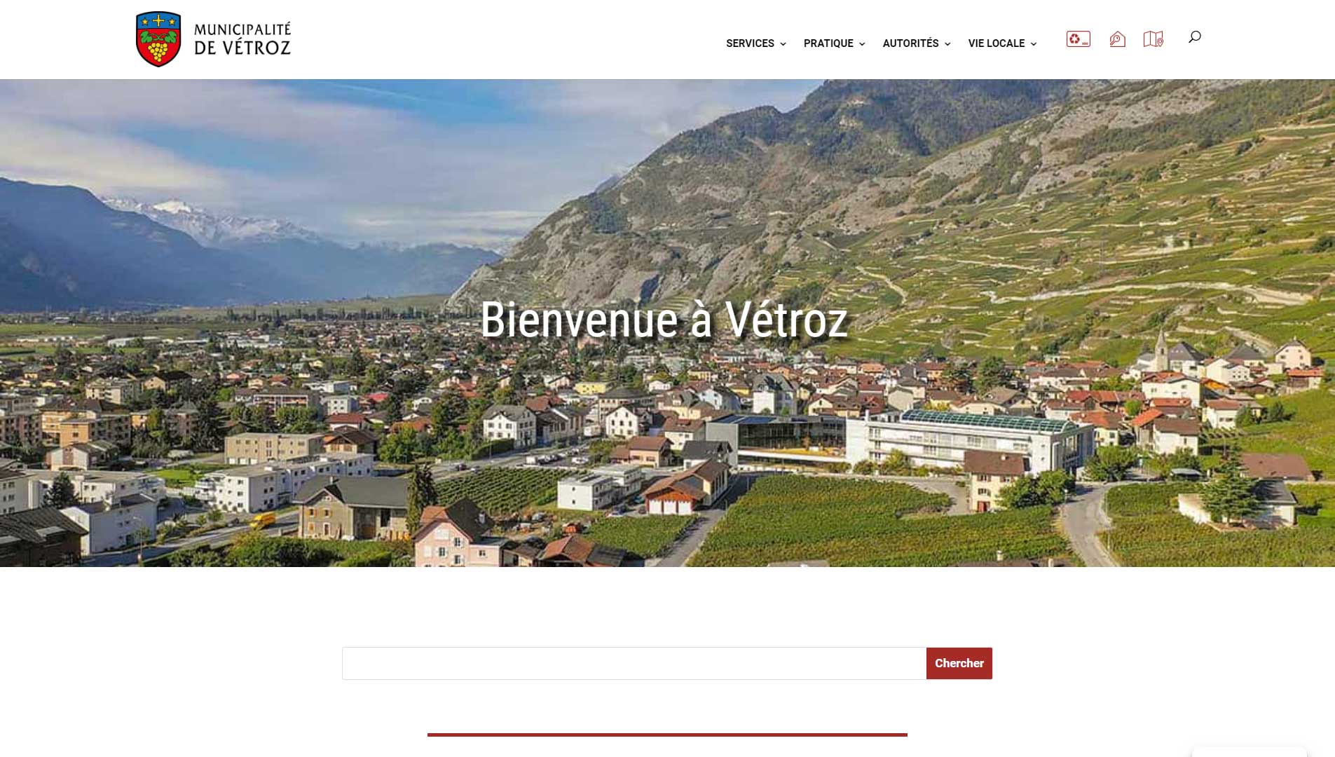 homepage site web Vétroz